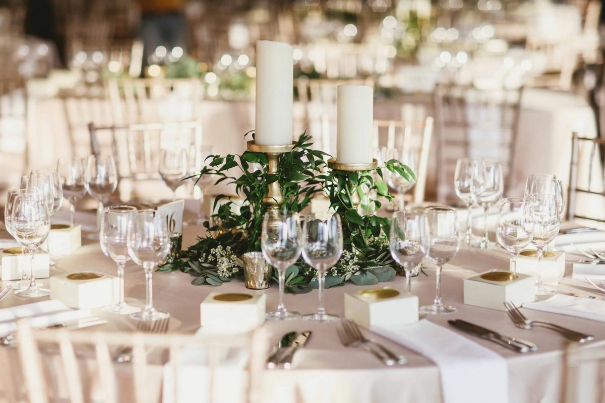 Greenery Candle Wedding Centerpieces