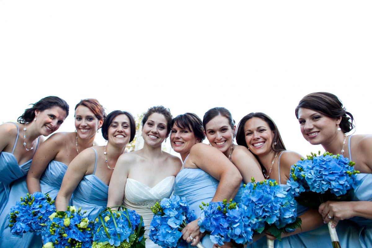 blue wedding flowers - hydrangea wedding flowers