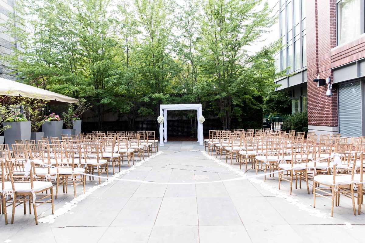 Modern White Wedding Chuppah at the Liberty Hotel in Boston