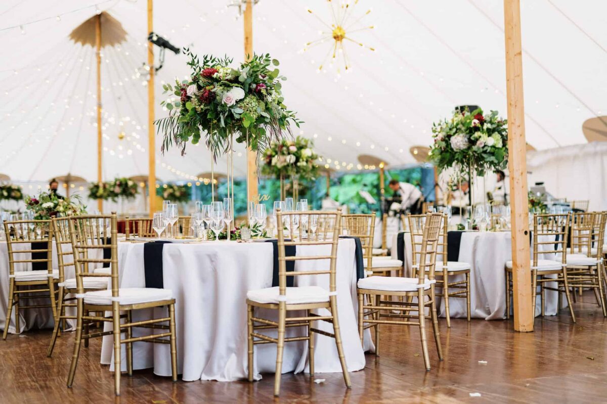 Tented Wedding Reception Flowers