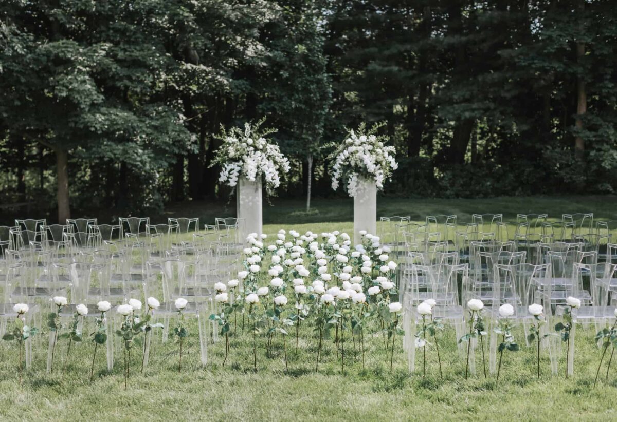 Greenery and White Wedding Ceremony