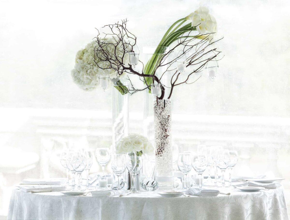 Modern White Wedding Centerpiece