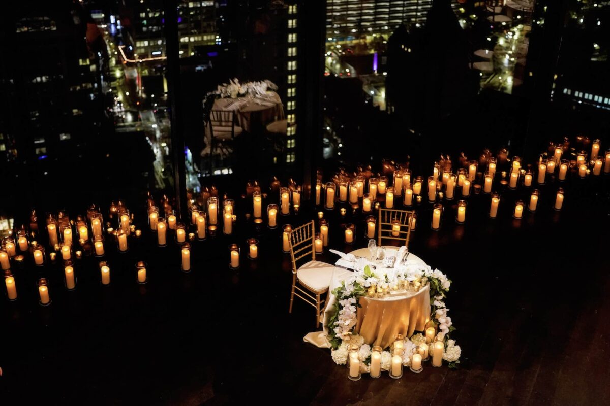 Candlelit Sweetheart Table at State Room Boston